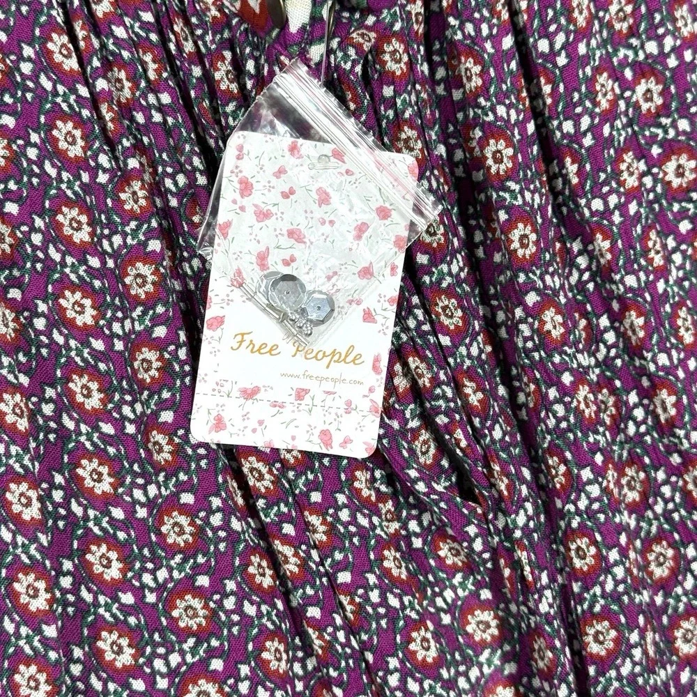 Free People Top Womens XS Malia Babydoll Jacket Embellished Floral Tie Front NWT